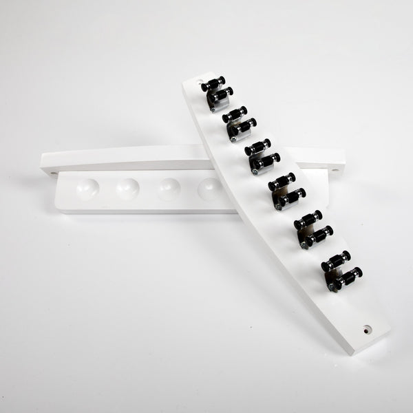 Cue Rack- White Wood with Chrome Clips