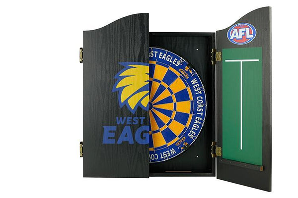 Official AFL West Coast Eagles Dartboard Cabinet Set + AFL Darts