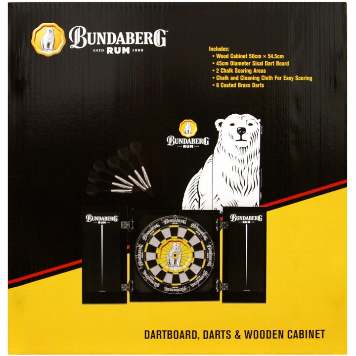Bundaberg dartboard cabinet set packaging