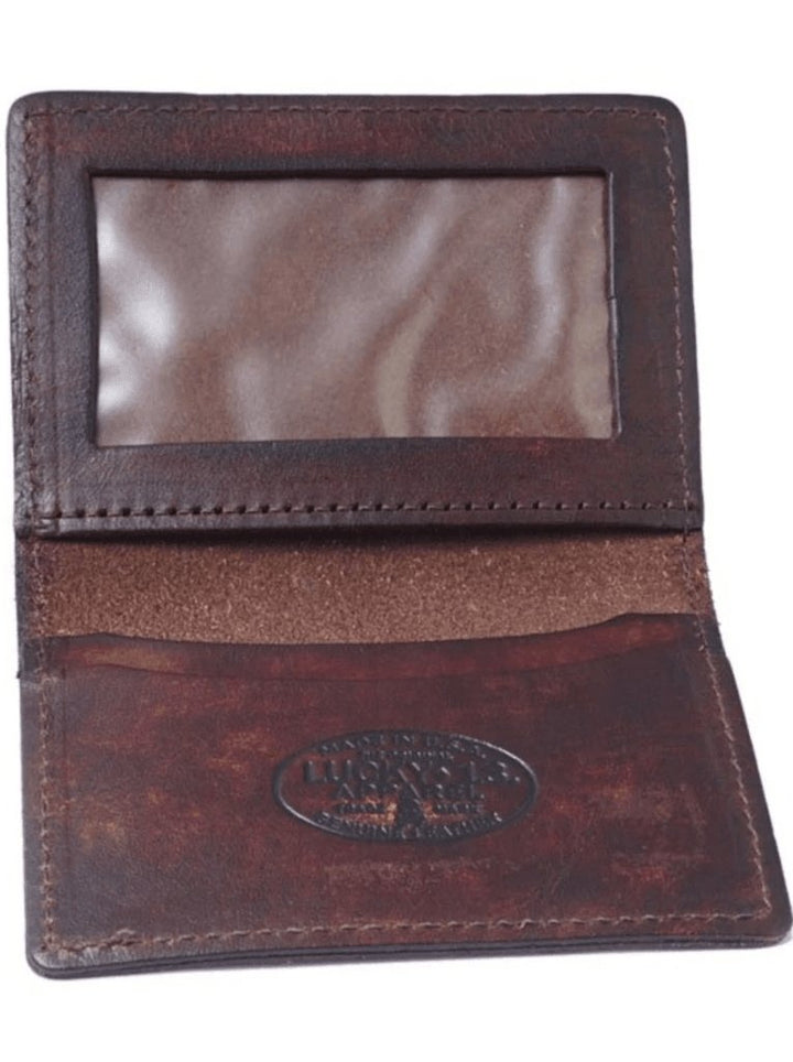 Inside view of The DEATH OR GLORY Card Holder in genuine leather brown