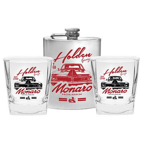 Holden Monaro Spirit Glasses and Hip Flask