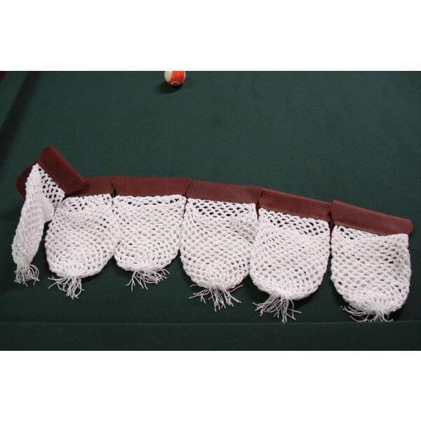 White pool table net pockets with leatherettes