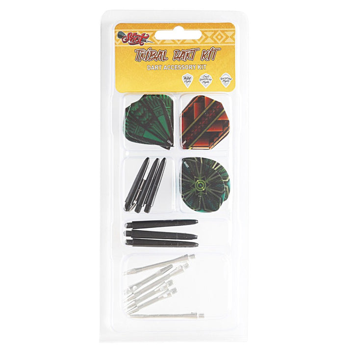 Tribal dart kit with 9 flights and 12 shafts